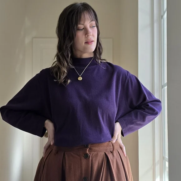 Vintage Plum Ribbed Top - Picture 4 of 6